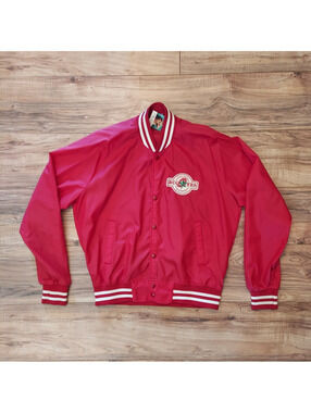 Chalk Line Ohio State Buckeyes Red Snap Front Lined Bomber Jacket Men's L